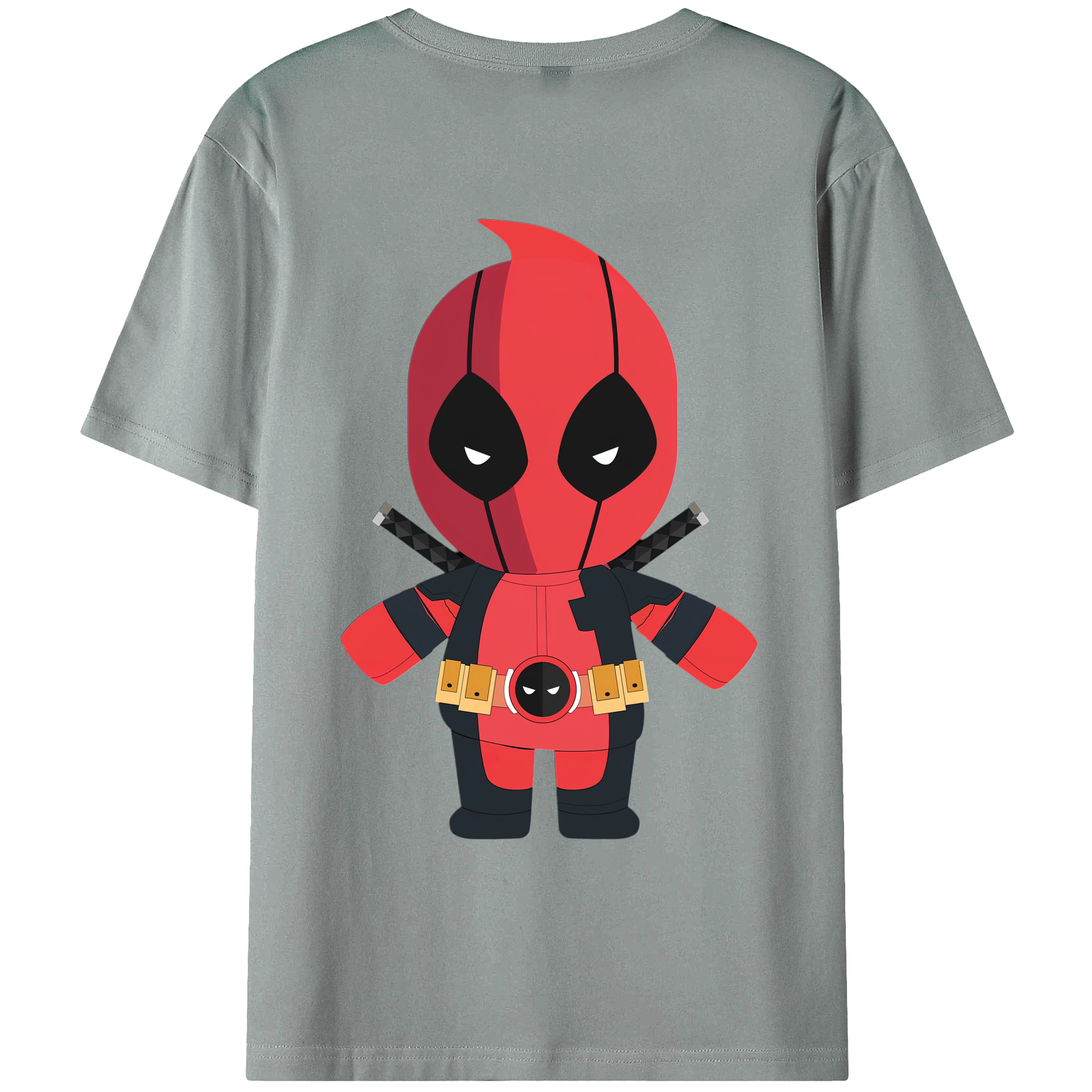 （画像用） Deadpool デッドプール 綿100％ メンズ半袖Tシャツ（バックプリント） 通気性